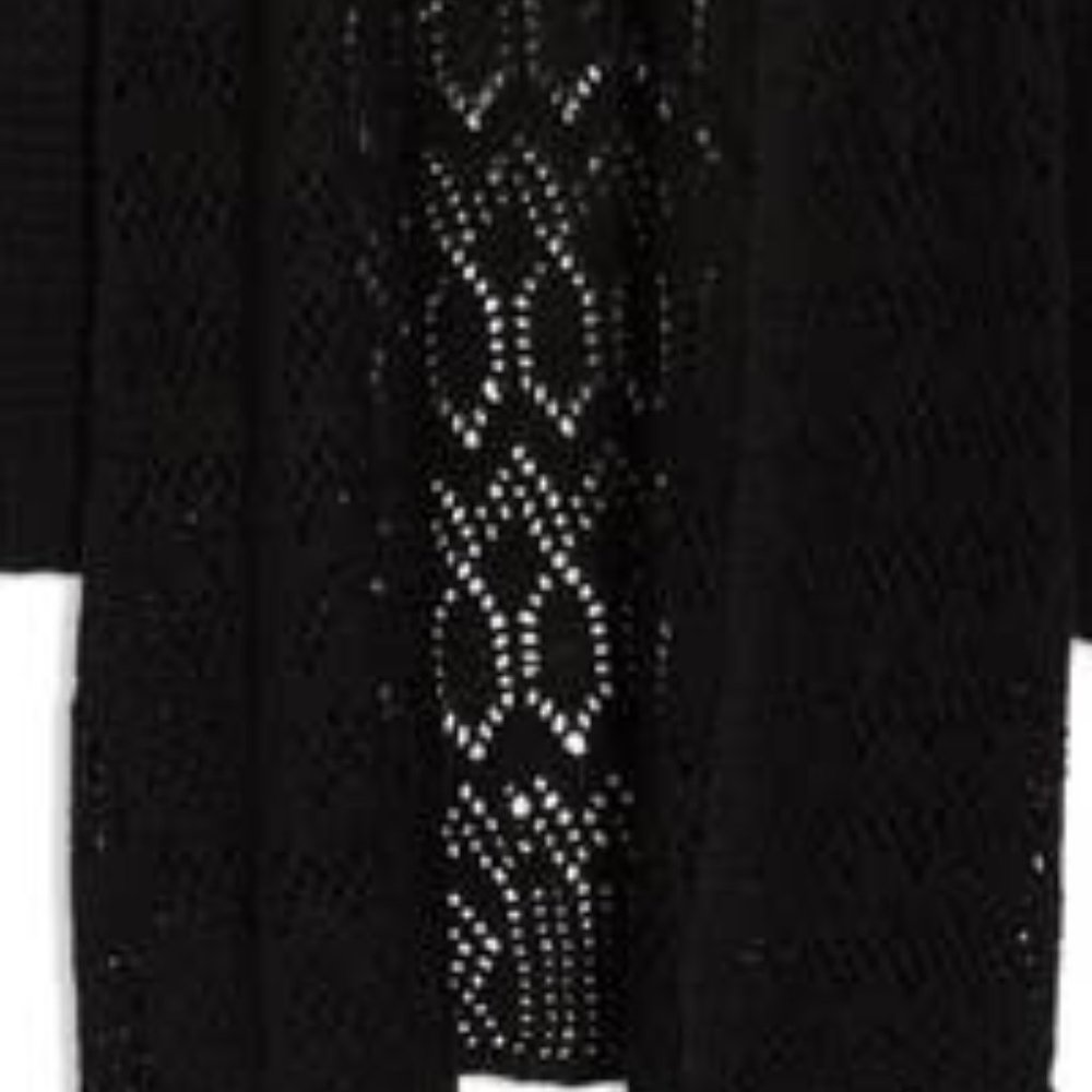 NEW Vertigo Women Wool Crochet Belted Long Sleeve Duster Cardigan Knit Sweater - Picture 3 of 5